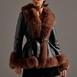 AKIRA Black and Brown Teddy Jacket